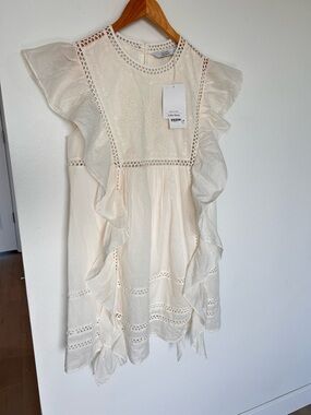 & Other Stories Paris Atelier Cream Ruffle Eyelet Dress Size 8 NWT